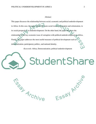 Political Underdevelopment in Africa