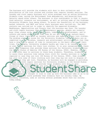 Cloth Repair and Laundry Business