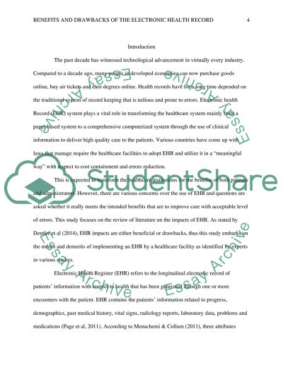 Benefits and Drawbacks of the Electronic Health Record