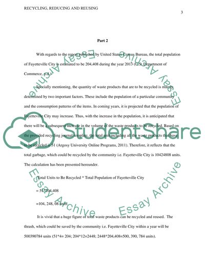 Recycling, Reducing and Reusing