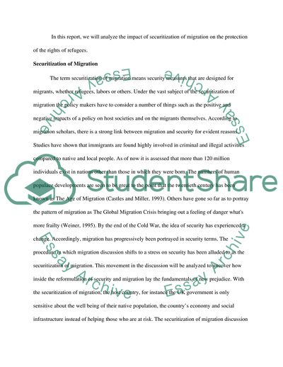 Securitization of Migration Impact on the Protection of the Rights of Refugees