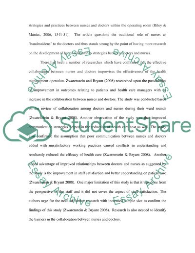 Nurse/Doctor relationship an issue in nursing