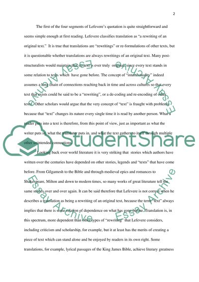 Lefeveres Concept of Translation