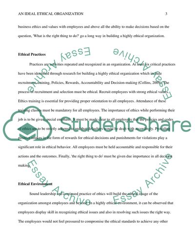 An Ideal Ethical Organization