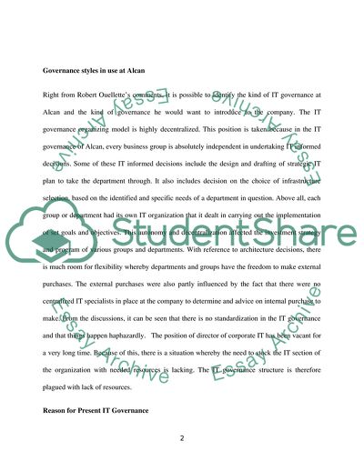 IT Governance Model for Alcan