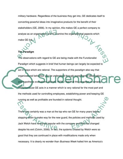 Organizational Analysis of General Electric (GE)