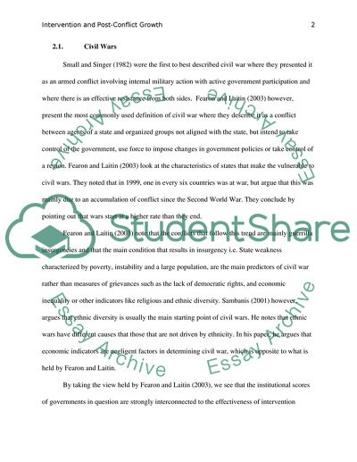 Research Proposal: Intervention and Post-Conflict Growth