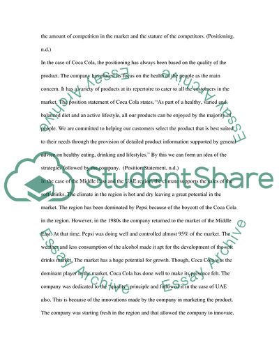 Marketing Positioning Strategy of Coca Cola in United Arab Emirates