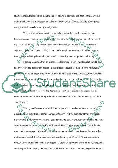 To What Extent Might the Current Approach to International Carbon Reduction be Described as Neo-liberal