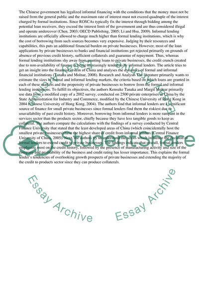 Informal Finance in China