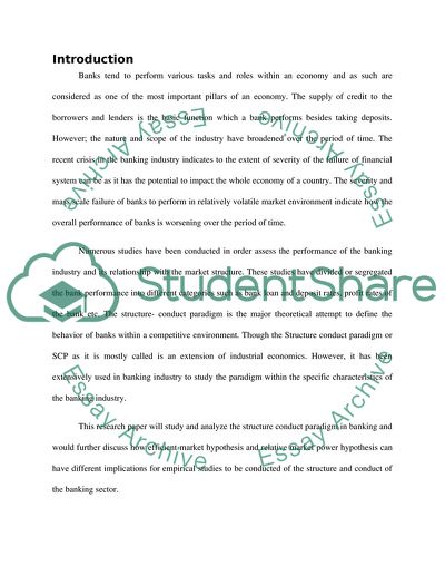 Structure Conduct Performance Paradigm in Banking