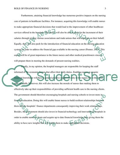 Role of Finance in Nursing