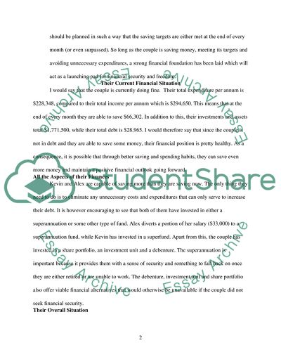 Personal Finance - Current Financial Situation and Actions to Improve Position