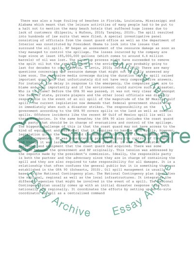 Analysis of British Petroleums management of the 2010 Gulf of Mexicos oil spill