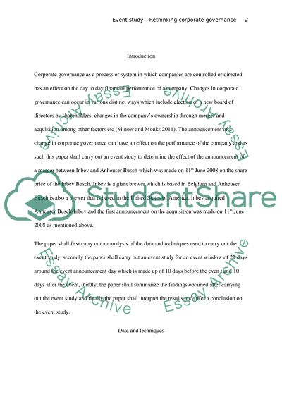 Event Study - Rethinking Corporate Governance