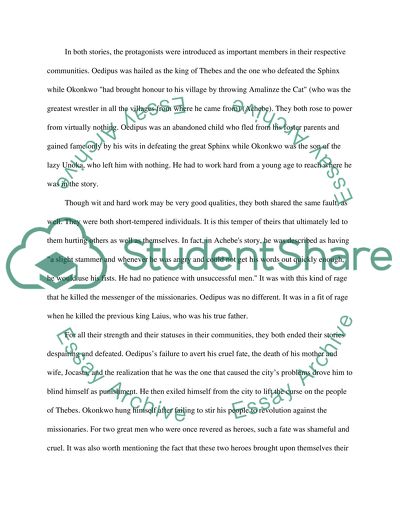 Elements of Tragedy from Oedipus the King and Things Fall Apart