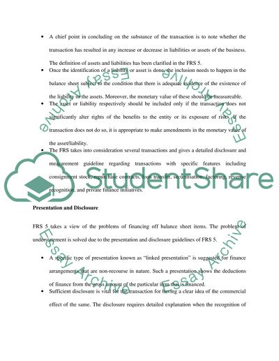 Application and Impact of Financial Reporting Standard 5