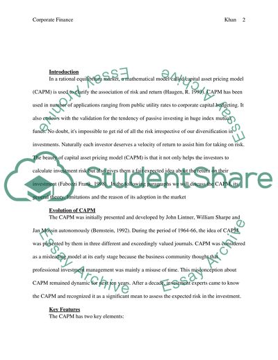 The Capital Asset Pricing Model