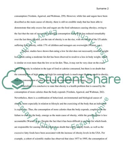 The Problem of Obesity and Food