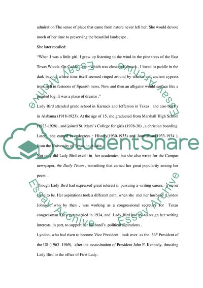 How Former First Lady Claudia Johnson Contributed to Environmental Preservation