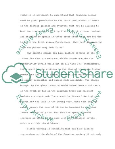 In 2007, a change of canadian market by the influence of global warning