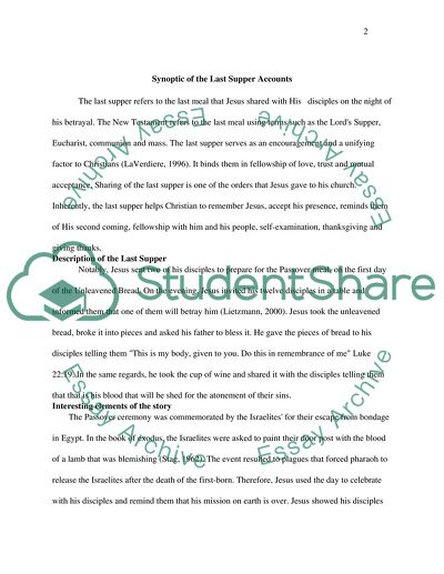 Synopsis of the Last Supper Accounts