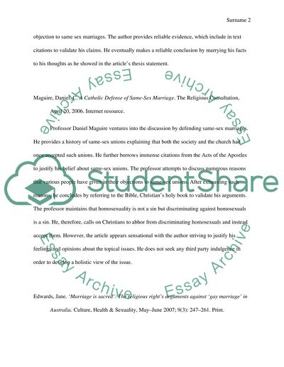 Religious Critiques about Gay Marriage