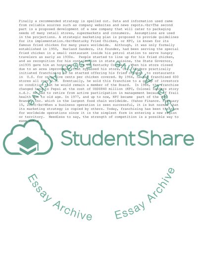 Situation Audit of Kentucky Fried Chicken