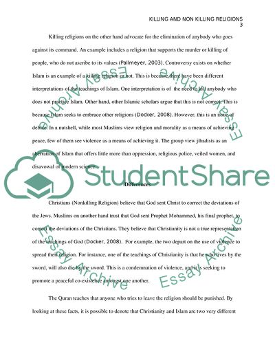 Killing and Non-Killing Religions