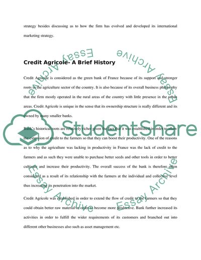 The Major Factors of the Credit Agricole