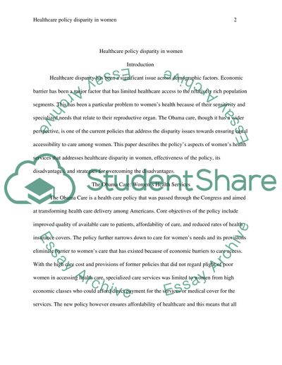 Healthcare policy disparities in women