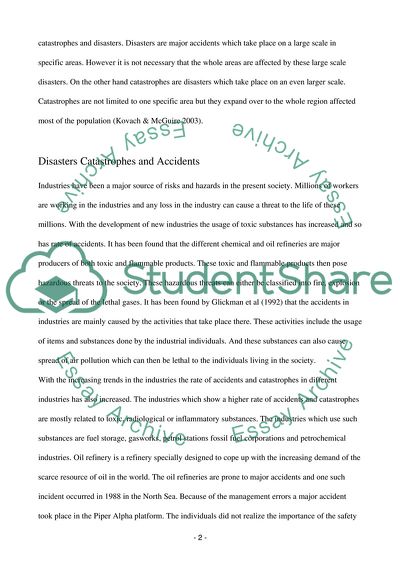 Effects of Accidents and Catastrophes