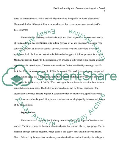 Fashion Identity and Communicating with Brand of Burberry