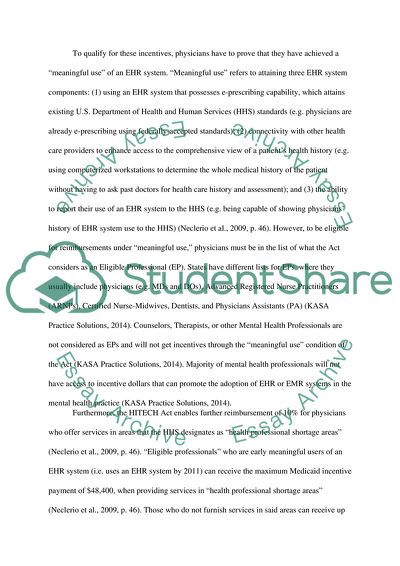 The HITECH Act and Meaningful Use Incentives for Physicians