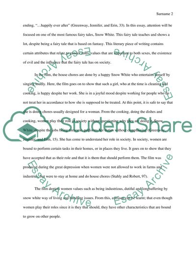 Fairy Tales and Gender Roles in the Disney Show Snow White