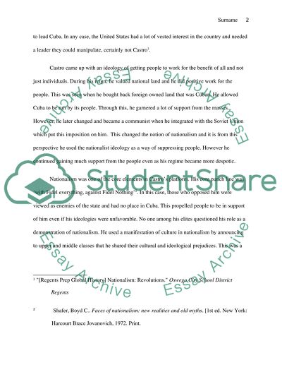 The Role of Nationalism in Castros Regime in Cuba