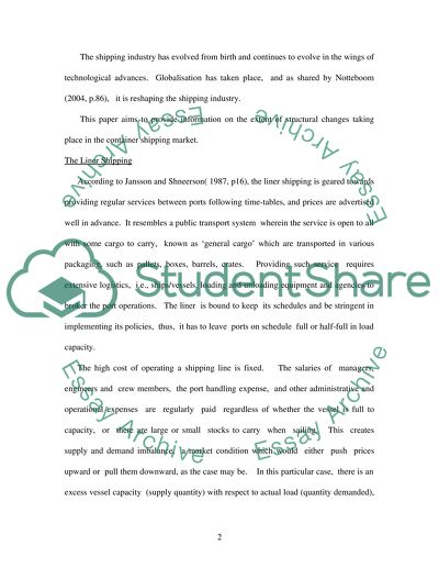 Structural Changes in Container Shipping Industry