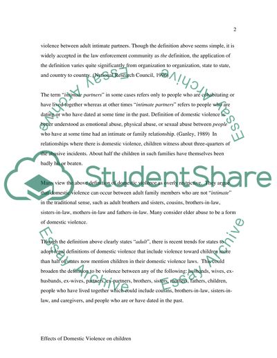 Effects of Domestic Violence on Children