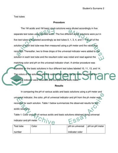PH Determination of Solutions