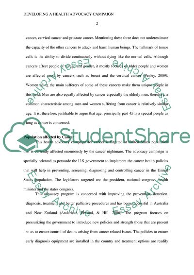 Cancer Control Policy Advocacy Campaign in the United States Population