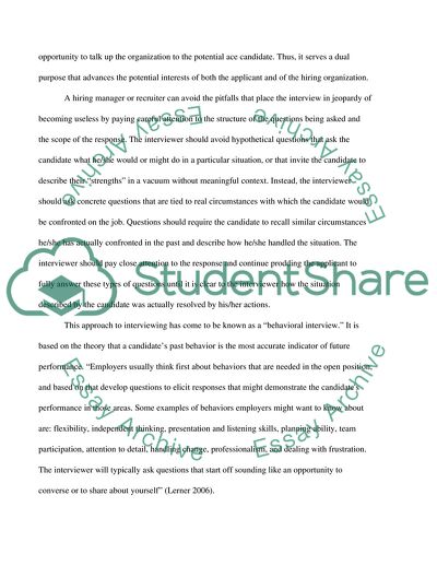 RECRUIMENT INTERVIEWS ARE OF NO USE, AS THEY ONLY REVEAL HOW WELL AND APPLICANT CAN TALK