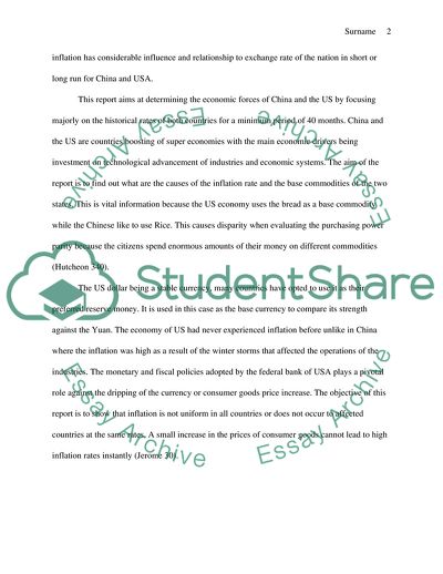 The Inflation Rate and Exchange Rate of the Chinese Yuan and the US Dollar