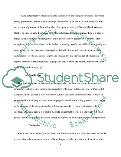 Self-Perception of Young Female and Male Students from Somali Ethnic Group in Britain