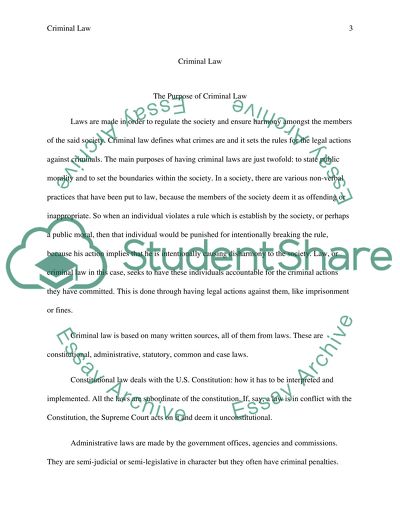 The Purpose of Criminal Law