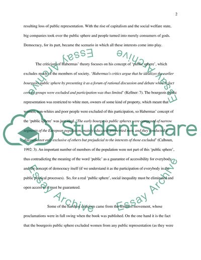 Habermas Theory of Public Sphere