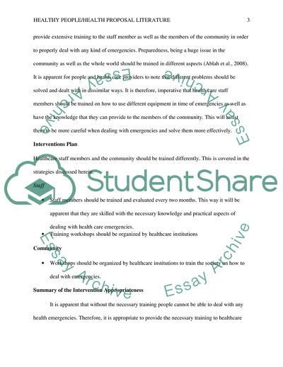 Healthy People and Health Proposal Applicability