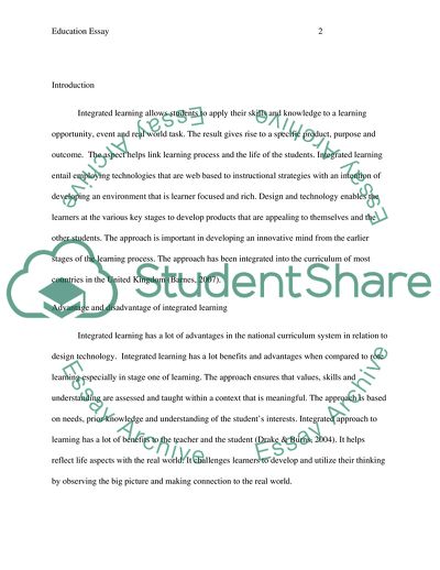 Advantage and Disadvantage of Integrated Learning