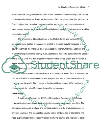 Multinational Enterprise in the U.S.A