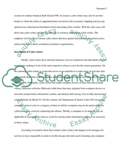 Description of Cyber Crimes