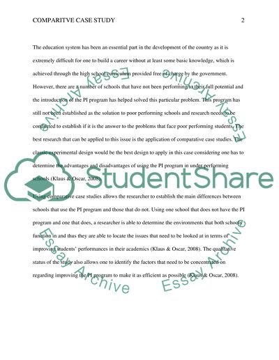 I want a Comparative case study Design To my PI research and justification for the chosen design